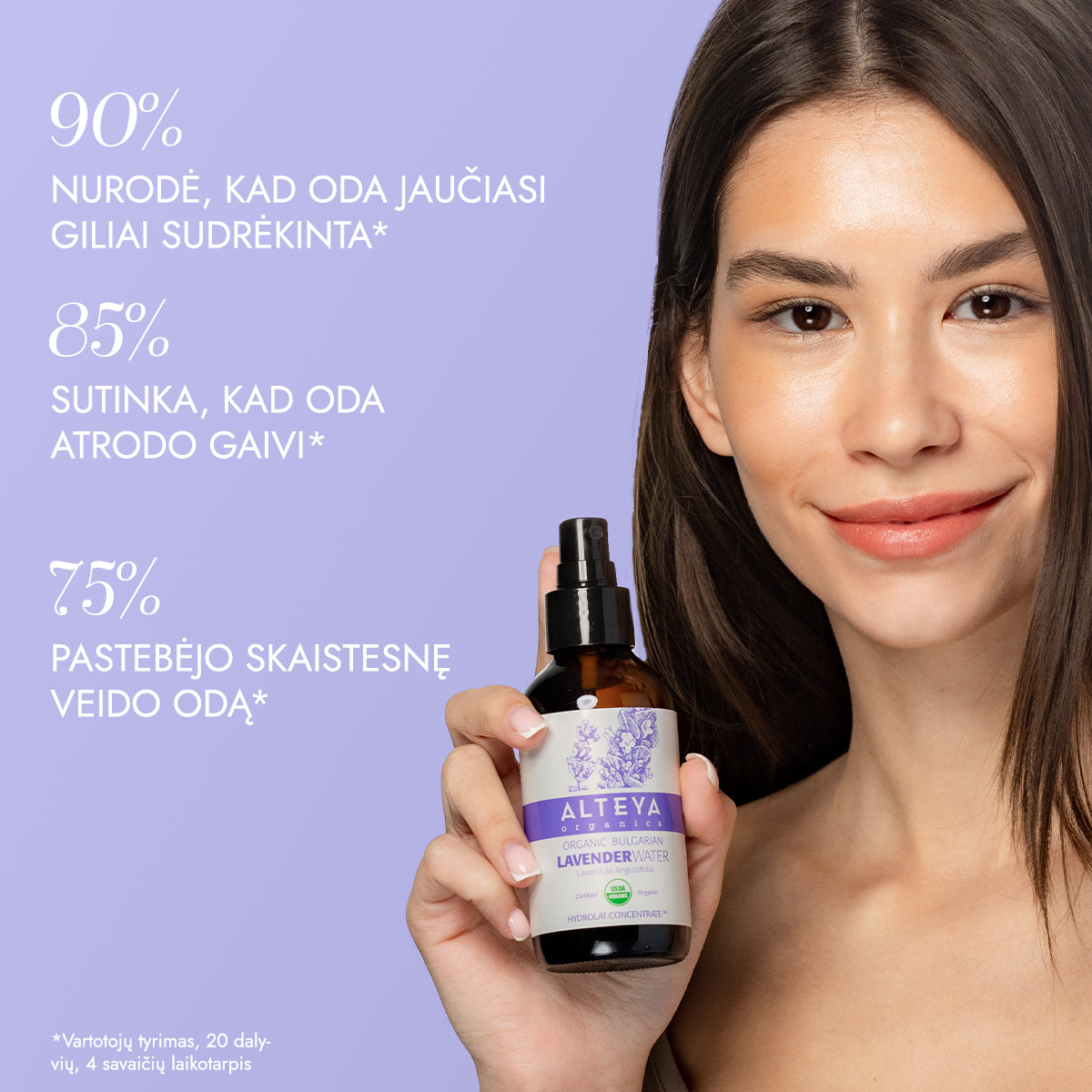 Organic Lavender Water - Amber Glass Bottle