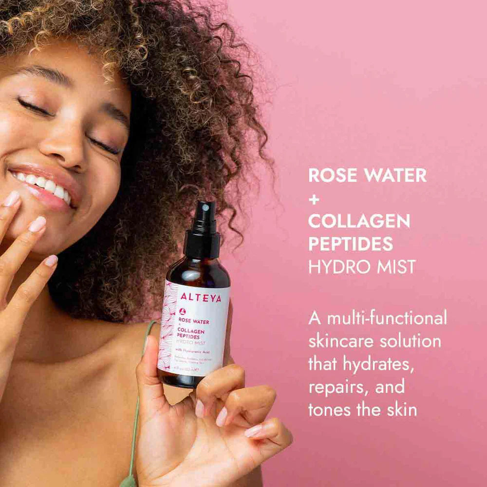 Rose Water Face Mist with Collagen Peptides and Hyaluronic Acid